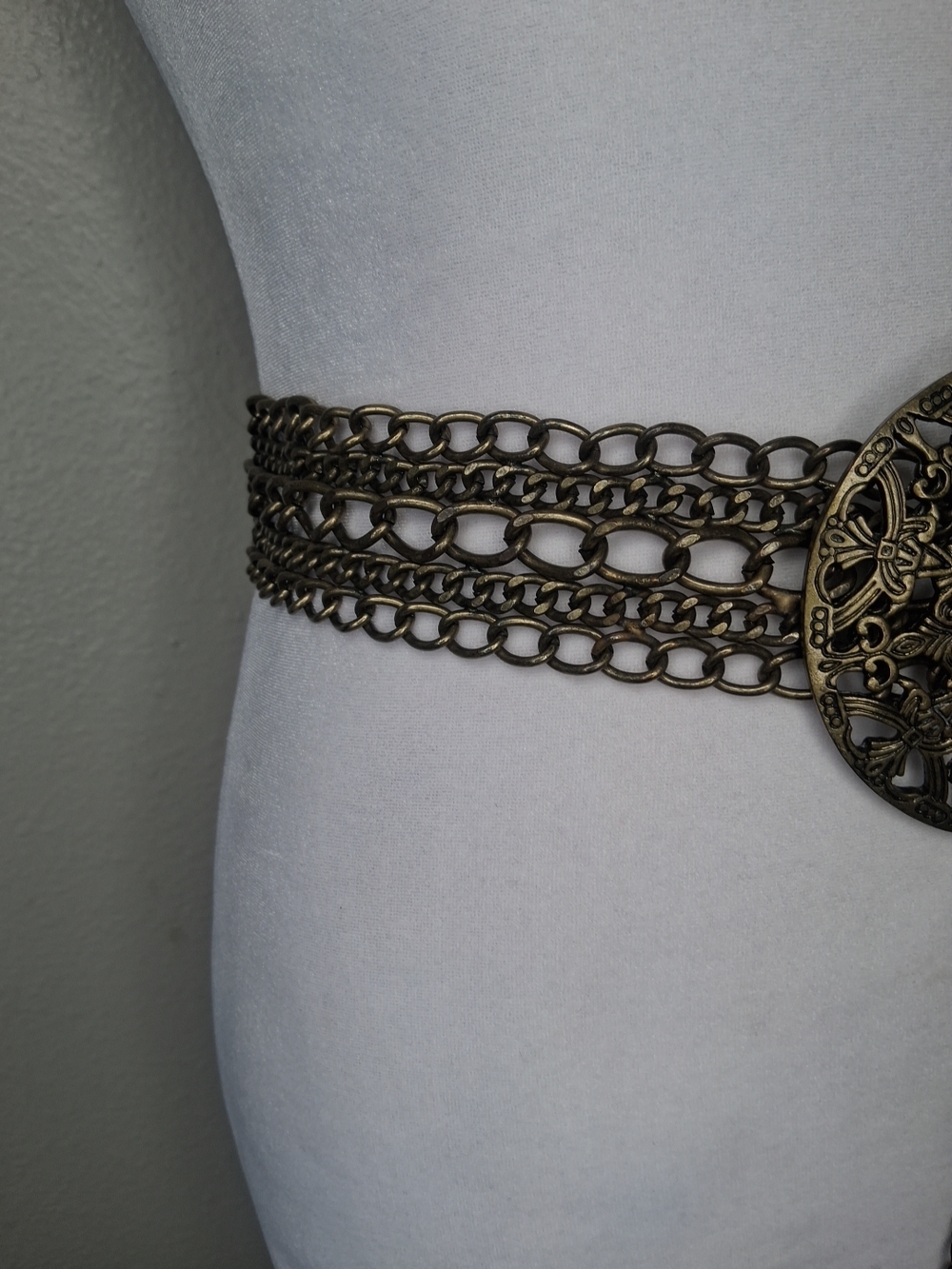 Chico's Bronze Multi-Chain Waist Belt Floral Medallion Medieval Festival - Picture 9 of 13